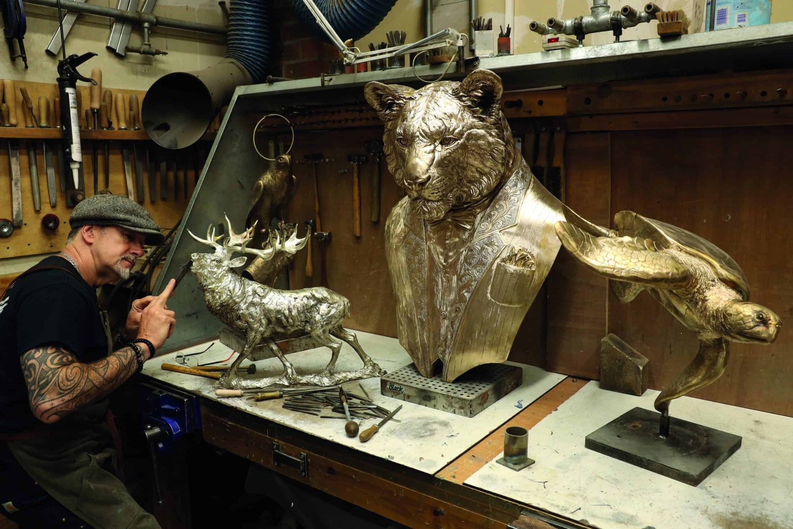 A silver legacy, shaping the bust of a deer.