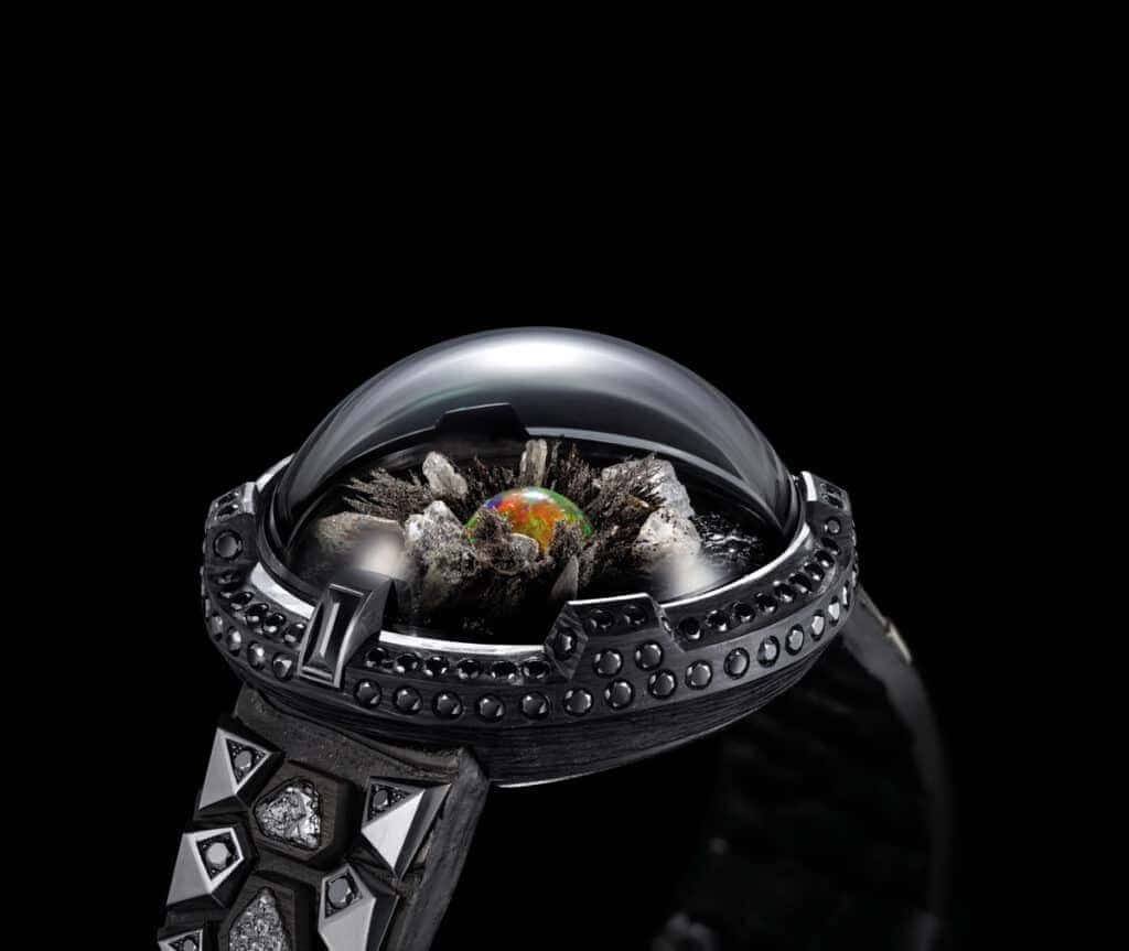 A black watch adorned with a delicate flower, capturing a cherished life moment.
