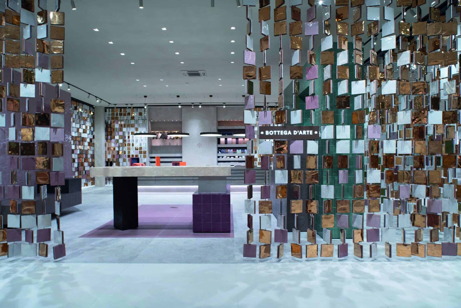 A store with a lot of mirrors in it that reflects the Earth.