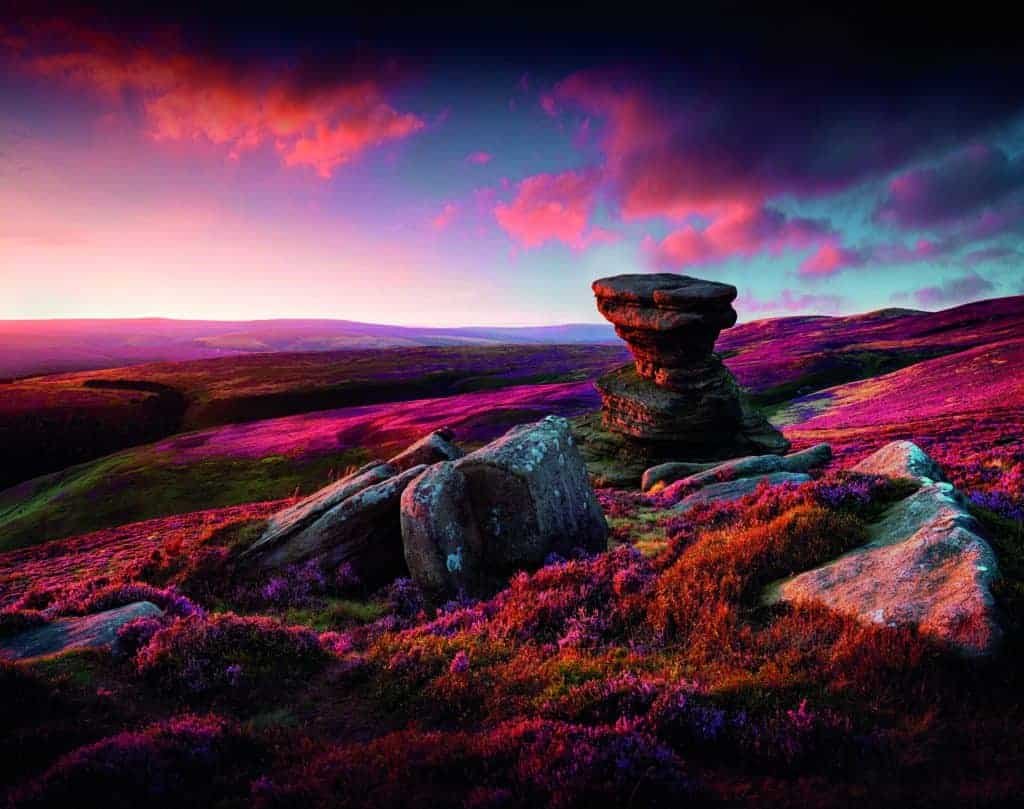 A majestic peak in the middle of a field, displaying nature's perfection.